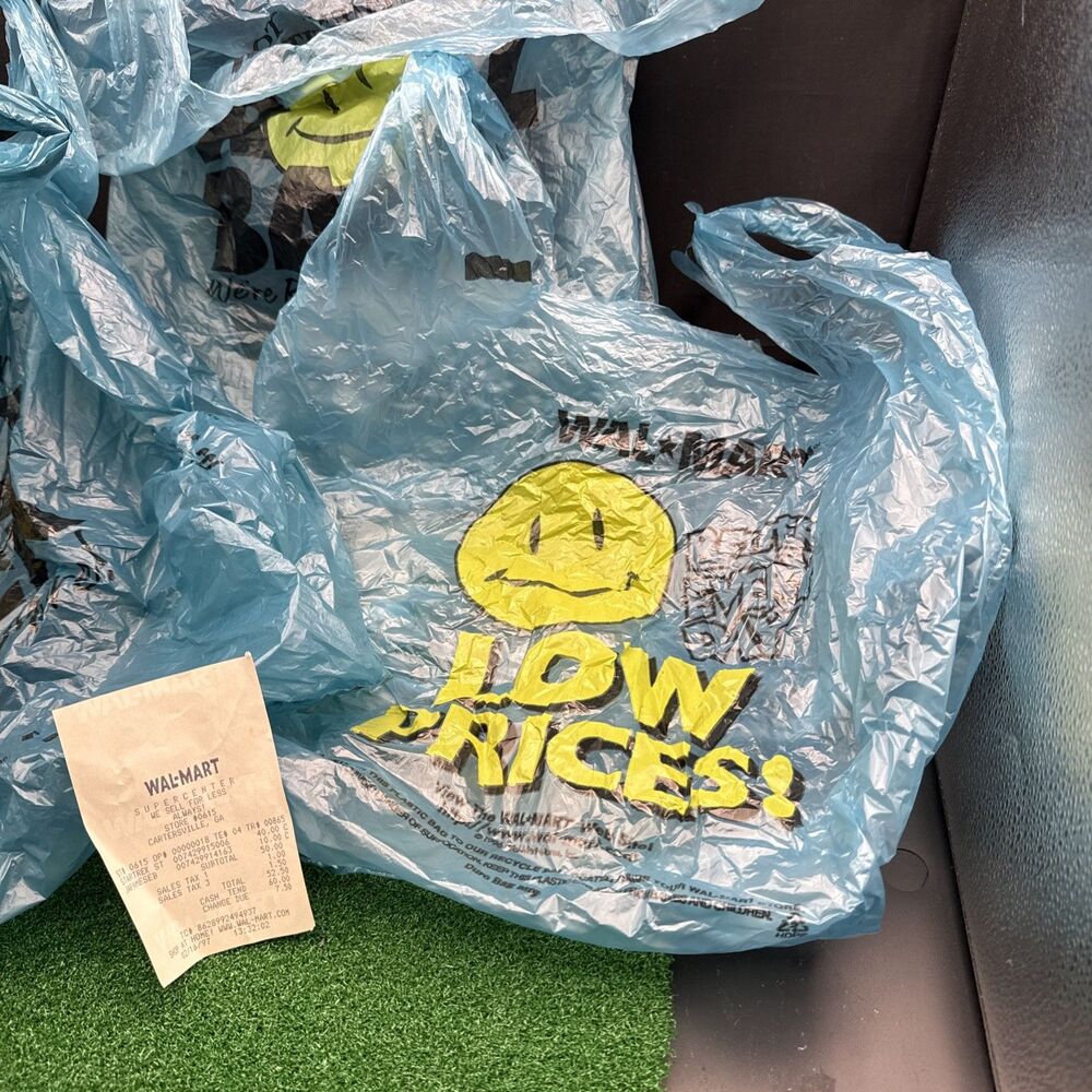 Set ‎ Of 3 Unused Vintage 1997 Blue Walmart Rollback Plastic Bags